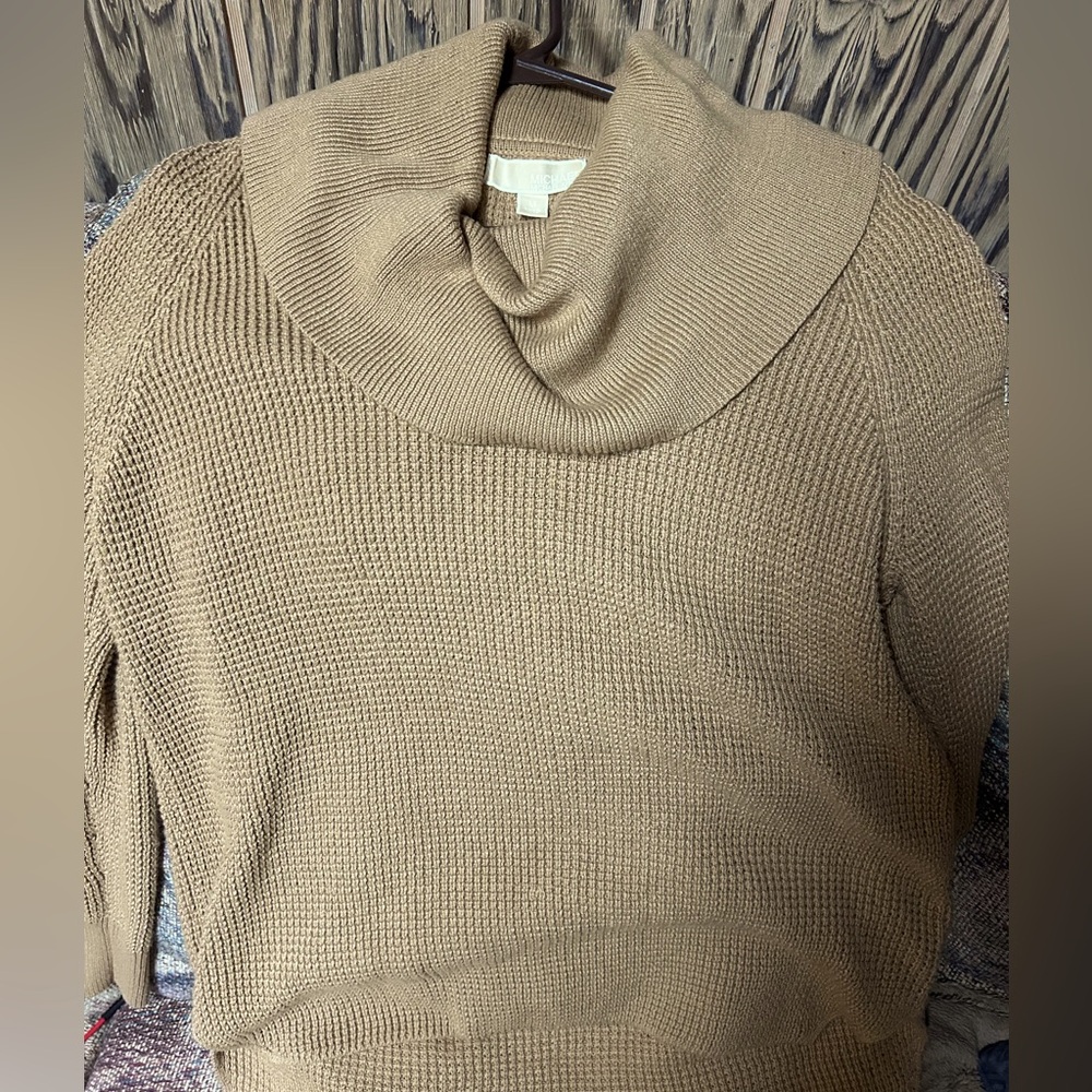 Michael Kors Women Cowl Neck Tan Sweater